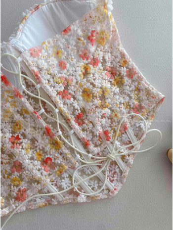 Korzet s vyšívanými kvetinkami AB 188