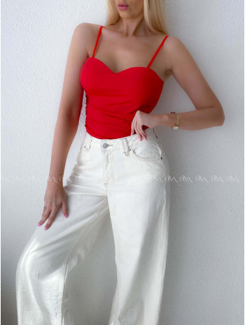 Korzetový top na ramienka červený AB 181