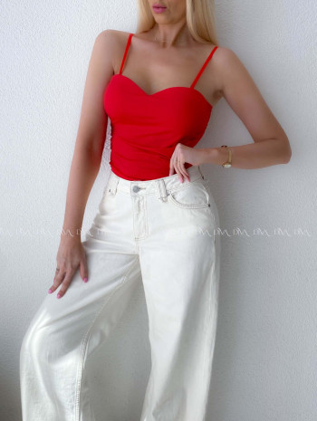 Korzetový top na ramienka červený AB 181