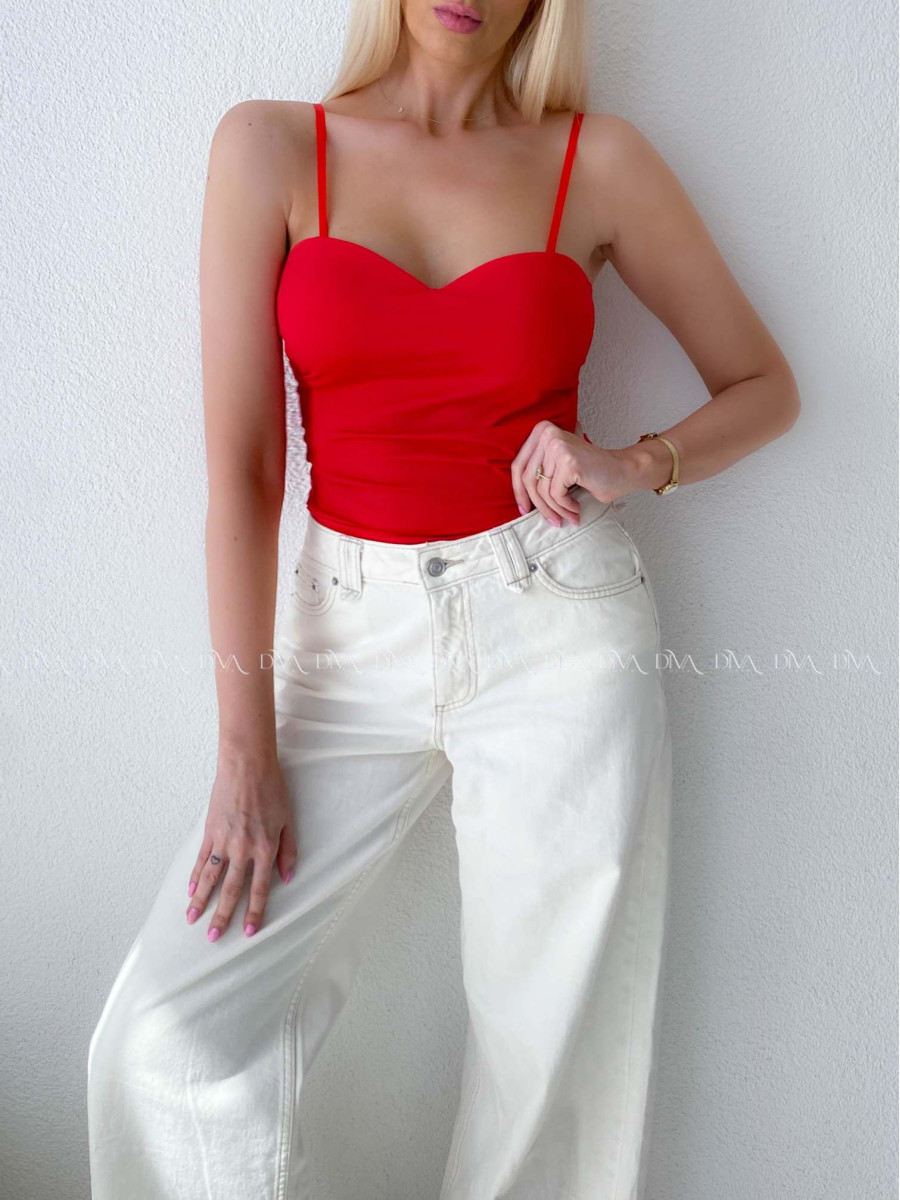 Korzetový top na ramienka červený AB 181