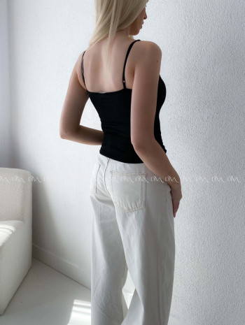 Korzetový top na ramienka čierny AB 181