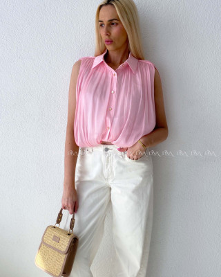 Crop balónová blúzka ružová AB 180