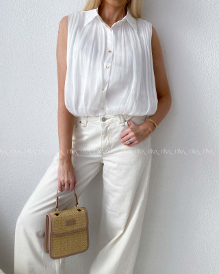 Crop balónová blúzka biela AB 180