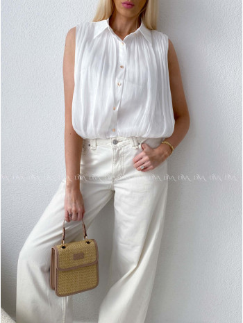 Crop balónová blúzka biela AB 180