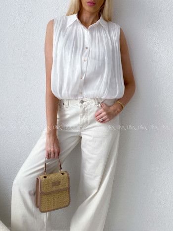 Crop balónová blúzka biela AB 180