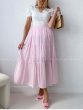 Ľahučká bavlnená midi sukňa baby pink AB 195