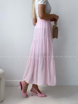 Ľahučká bavlnená midi sukňa baby pink AB 195