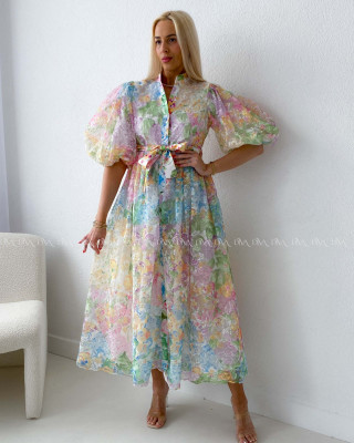 Elegantné vyšívané maxi šaty s kvetmi Leona AB 218