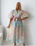 Elegantné vyšívané maxi šaty s kvetmi Leona AB 218