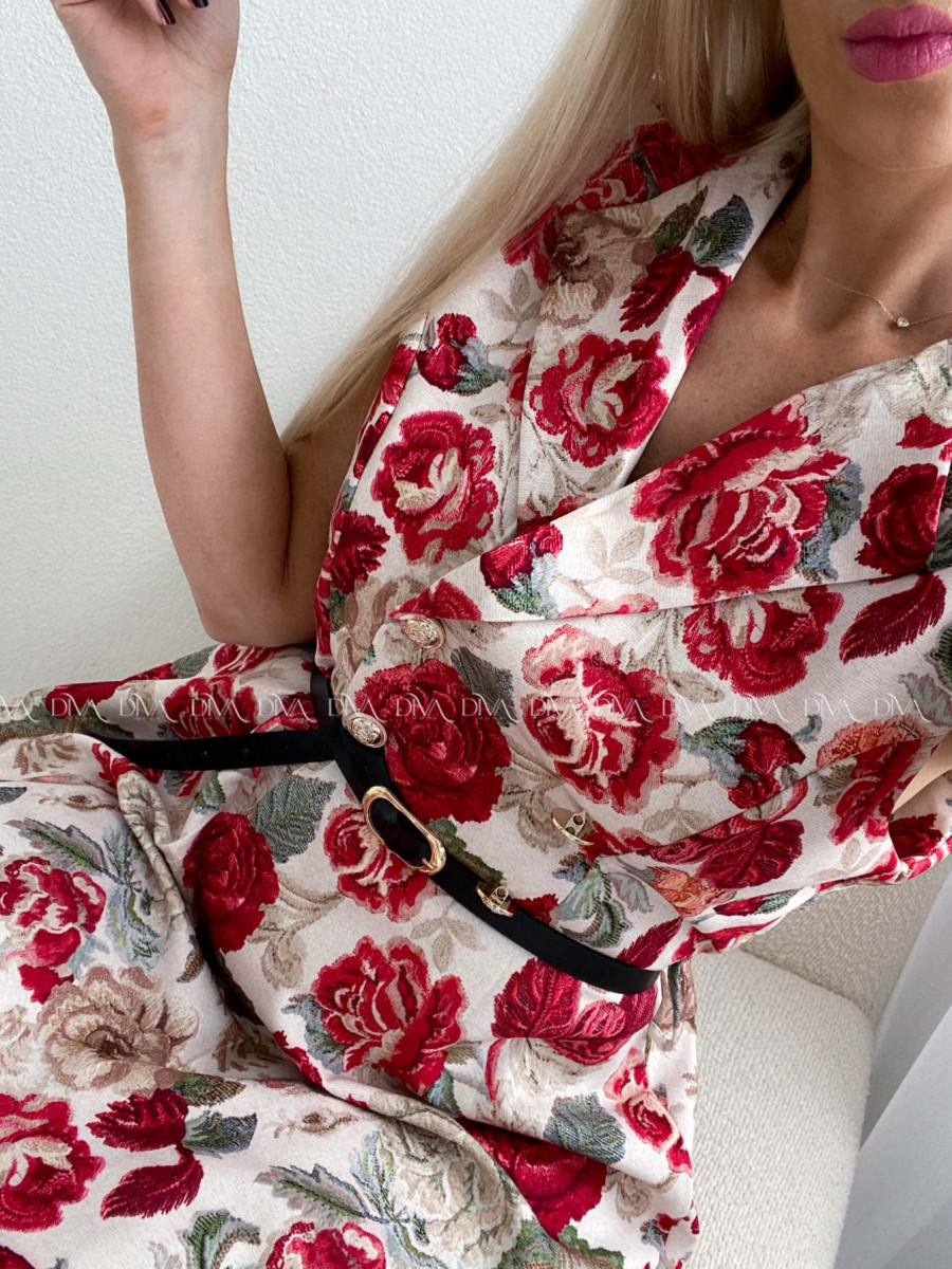 Midi šaty s dvojradovými gombíkmi rose červené AB 194