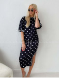 Komplet púzdrová sukňa + top dots čierny AB 208