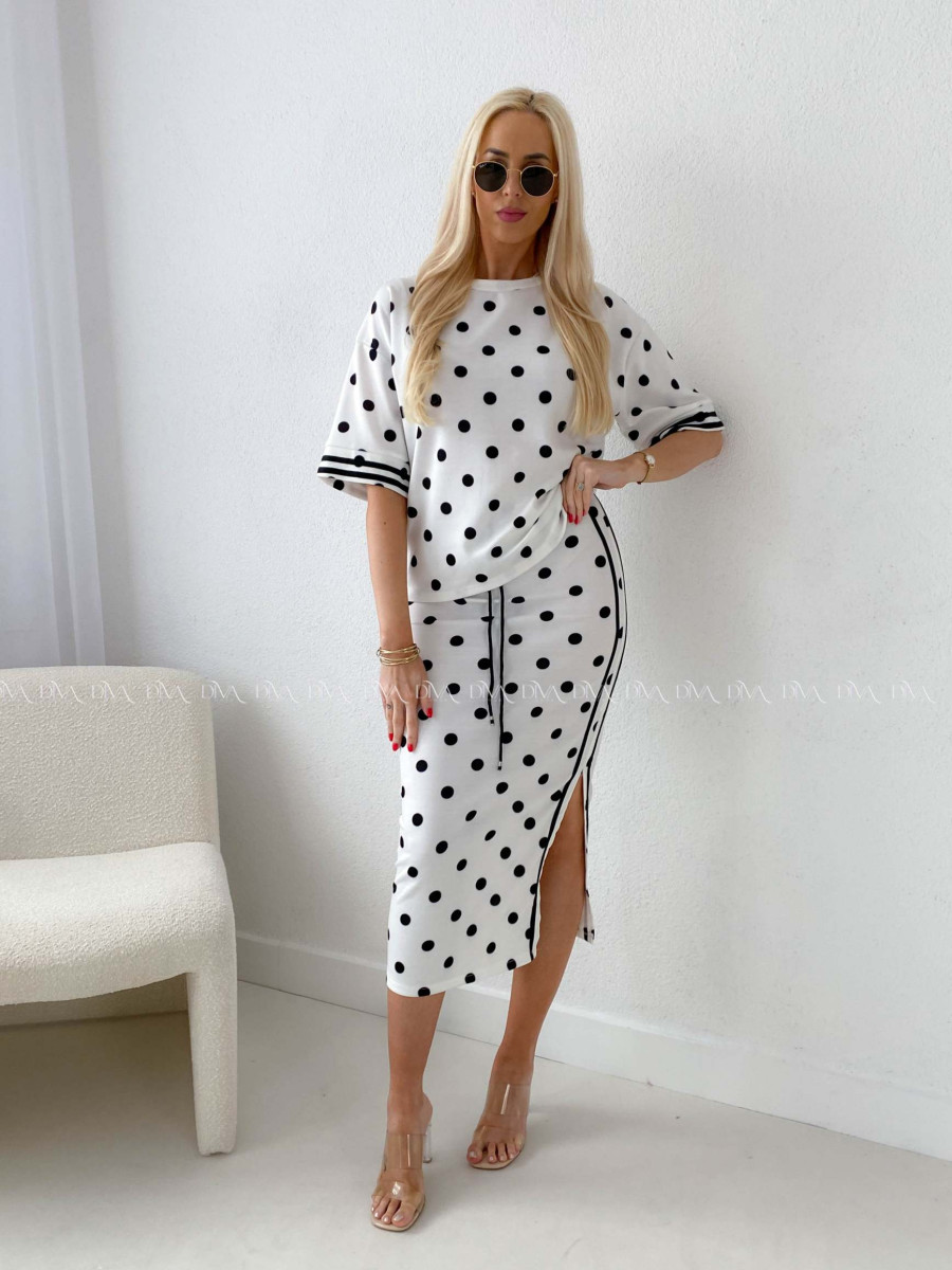 Komplet púzdrová sukňa + top dots smotanový AB 208 Komplet púzdrová sukňa + top dots smotanový AB 208