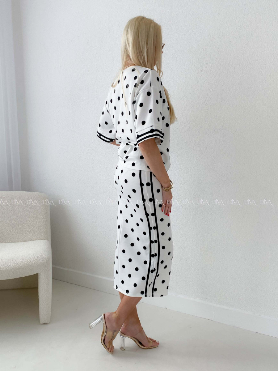Komplet púzdrová sukňa + top dots smotanový AB 208 Komplet púzdrová sukňa + top dots smotanový AB 208
