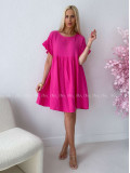 Mušelínové krátke šaty s volánikom fuchsia AB 226
