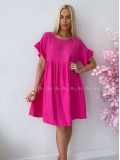 Mušelínové krátke šaty s volánikom fuchsia AB 226
