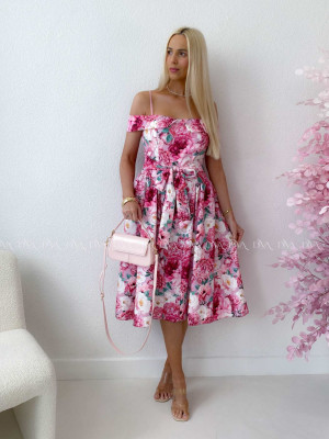 Elegantné midi šaty so spadnutými ramenami Peonie ABB 141