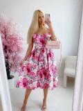 Elegantné midi šaty so spadnutými ramenami Peonie ABB 141 Elegantné midi šaty so spadnutými ramenami Peonie ABB 141