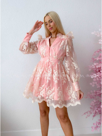 Elegantné vyšívané šaty s tylom Princess ružové B 250 Elegantné vyšívané šaty s tylom Princess ružové B 250