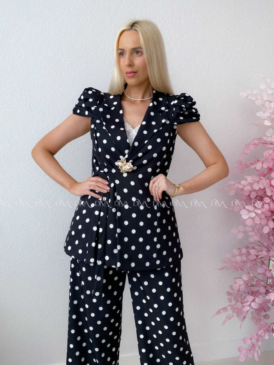 Elegantný komplet dottie s brošňou čierny AB 247 Elegantný komplet dottie s brošňou čierny AB 247