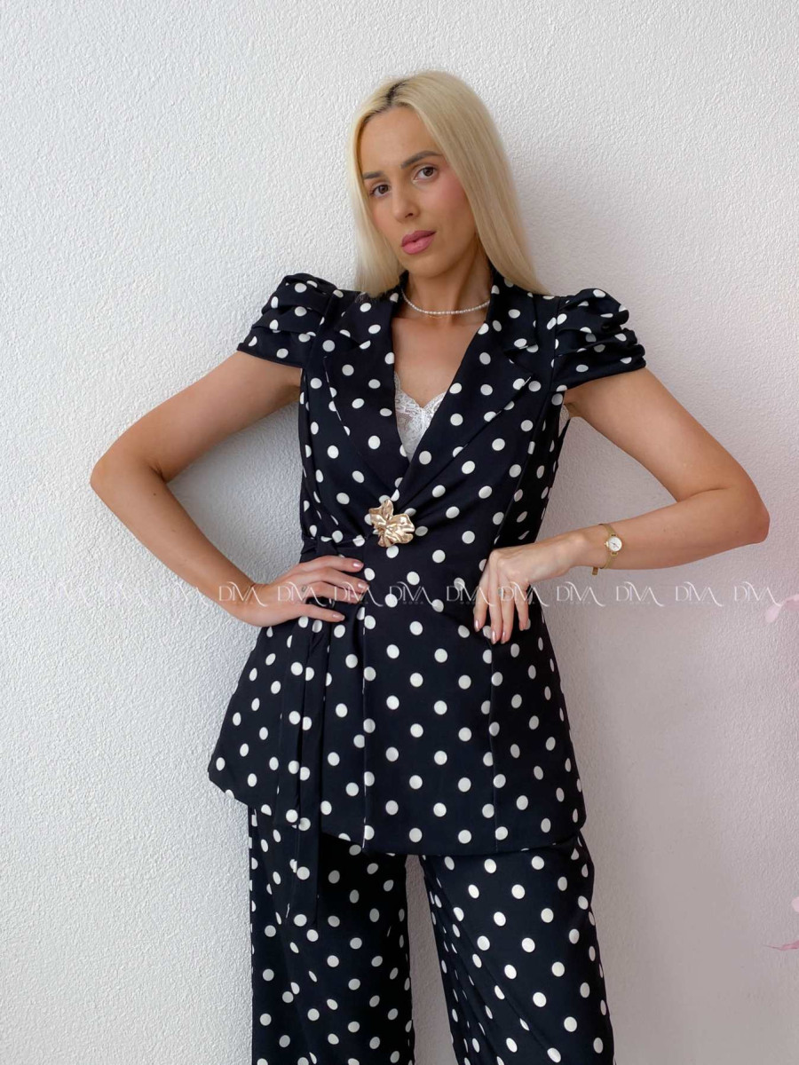 Elegantný komplet dottie s brošňou čierny AB 247 Elegantný komplet dottie s brošňou čierny AB 247