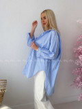 Oversize predĺžená pruhovaná košeľa modrá M 159