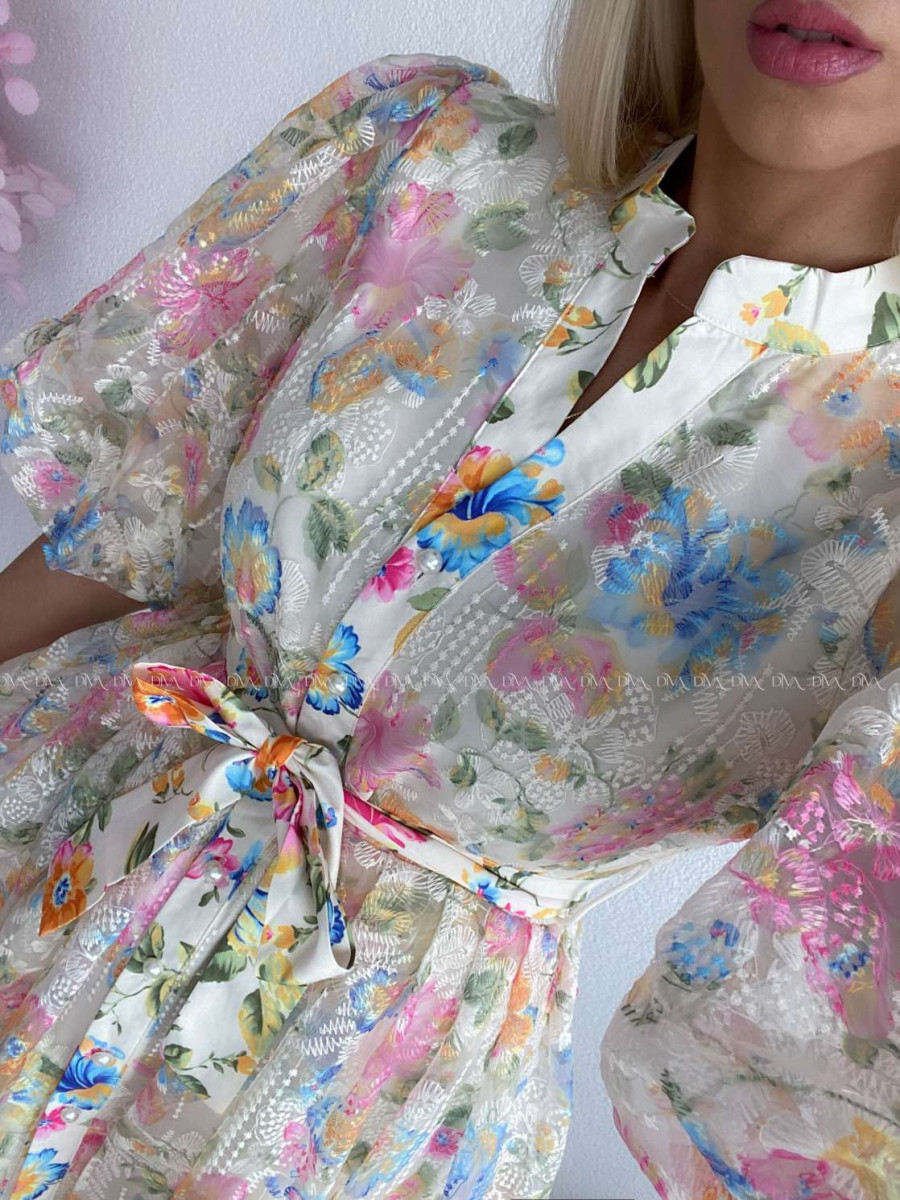 Elegantné vyšívané krátke šaty s kvetmi Tiffany AB 258