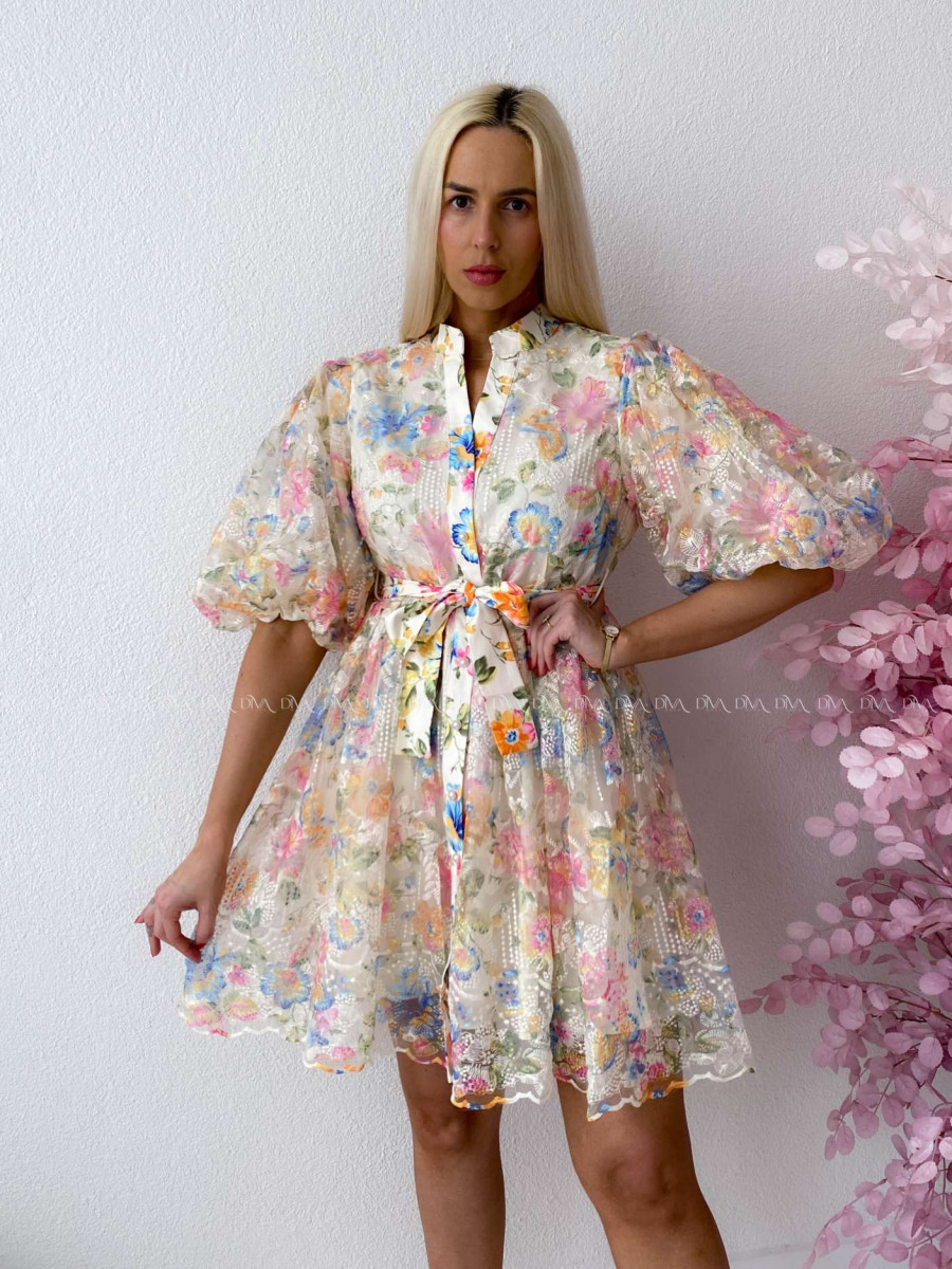 Elegantné vyšívané krátke šaty s kvetmi Tiffany AB 258