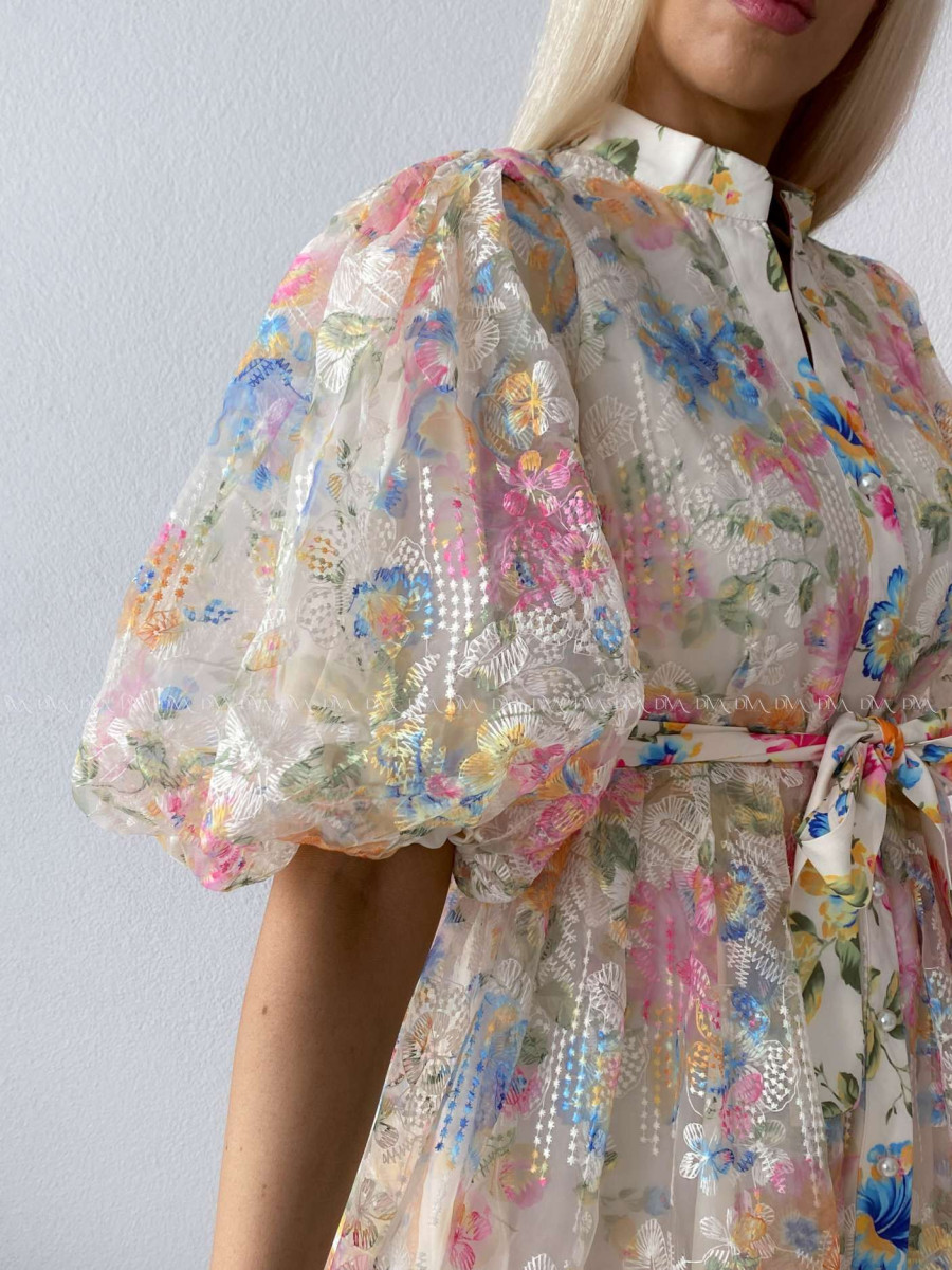 Elegantné vyšívané krátke šaty s kvetmi Tiffany AB 258