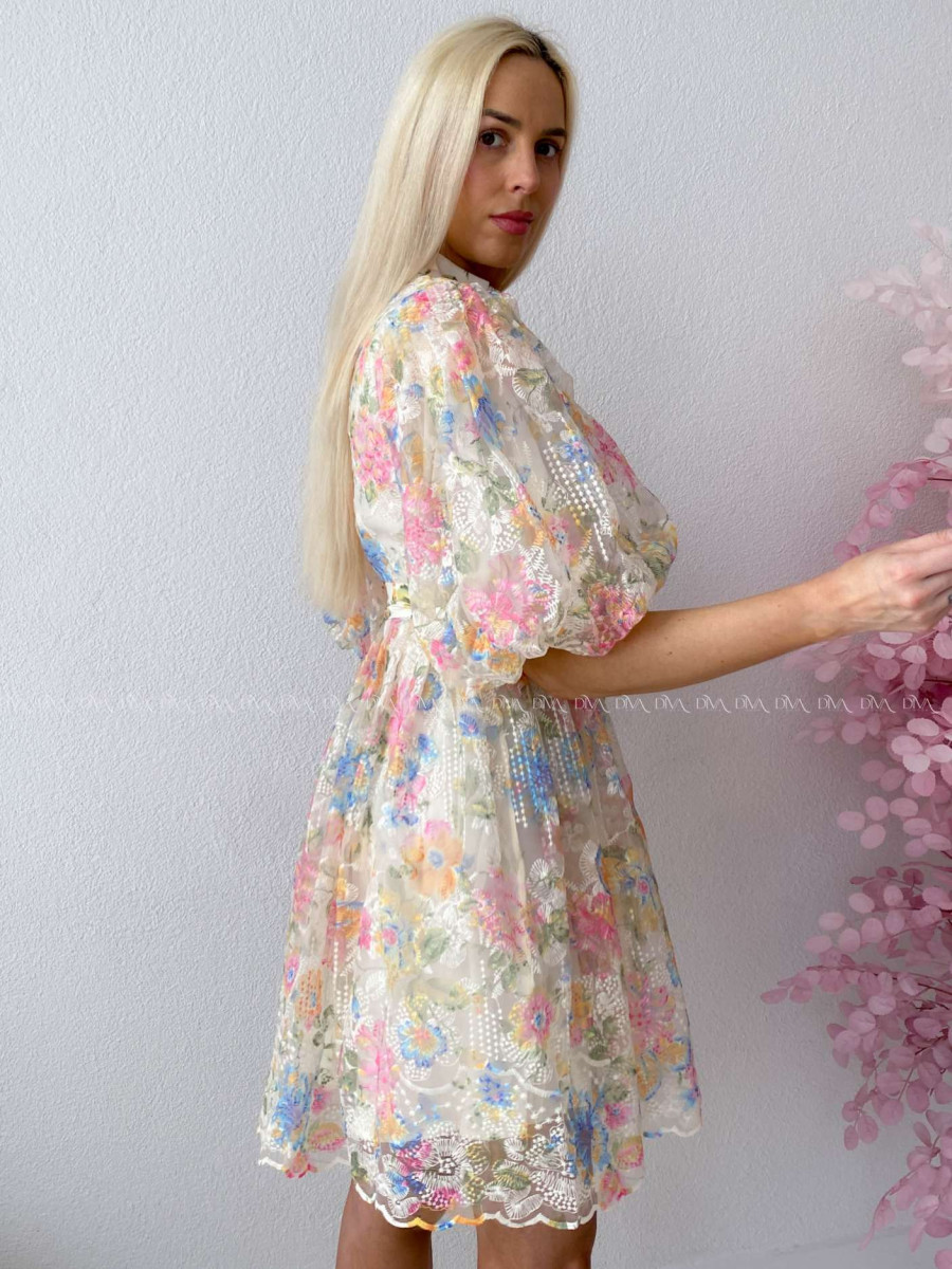Elegantné vyšívané krátke šaty s kvetmi Tiffany AB 258