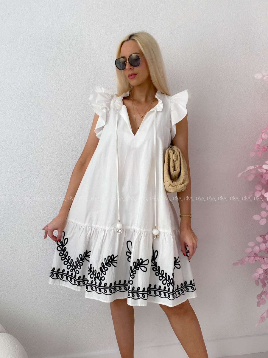Šaty s volánmi a vyšívaním Eliza biele M 410 Šaty s volánmi a vyšívaním Eliza biele M 410