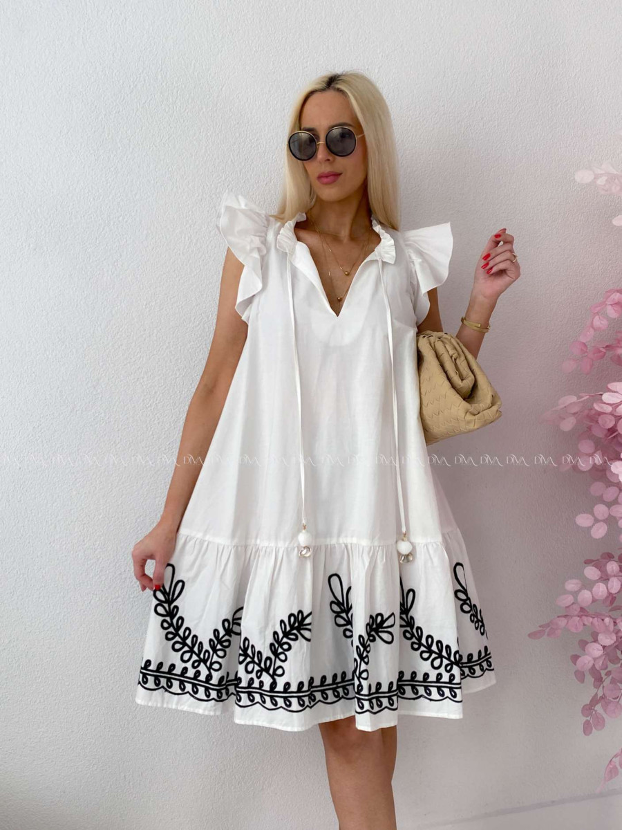 Šaty s volánmi a vyšívaním Eliza biele M 410 Šaty s volánmi a vyšívaním Eliza biele M 410