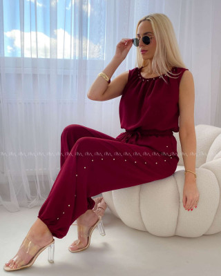 Ľahký komplet s cvokmi vínový AB 264