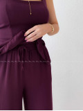 Komplet s asymetrickým topom burgundy AB 282