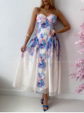 Elegantné ľahké midi šaty na ramienka Flora fialové AB 129 Elegantné ľahké midi šaty na ramienka Flora fialové AB 129