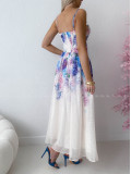 Elegantné ľahké midi šaty na ramienka Flora fialové AB 129 Elegantné ľahké midi šaty na ramienka Flora fialové AB 129