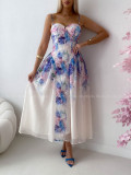 Elegantné ľahké midi šaty na ramienka Flora fialové AB 129 Elegantné ľahké midi šaty na ramienka Flora fialové AB 129