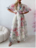 Elegantné kvetinové maxi šaty birds AB 305