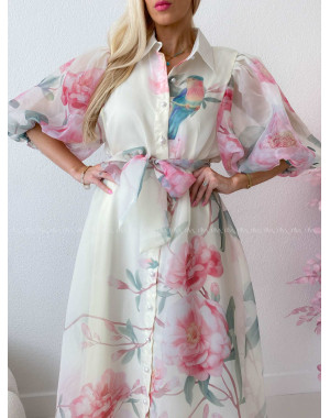 Elegantné kvetinové maxi šaty birds AB 305