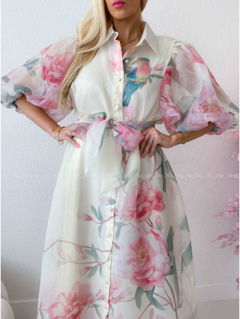 Elegantné kvetinové maxi šaty birds AB 305