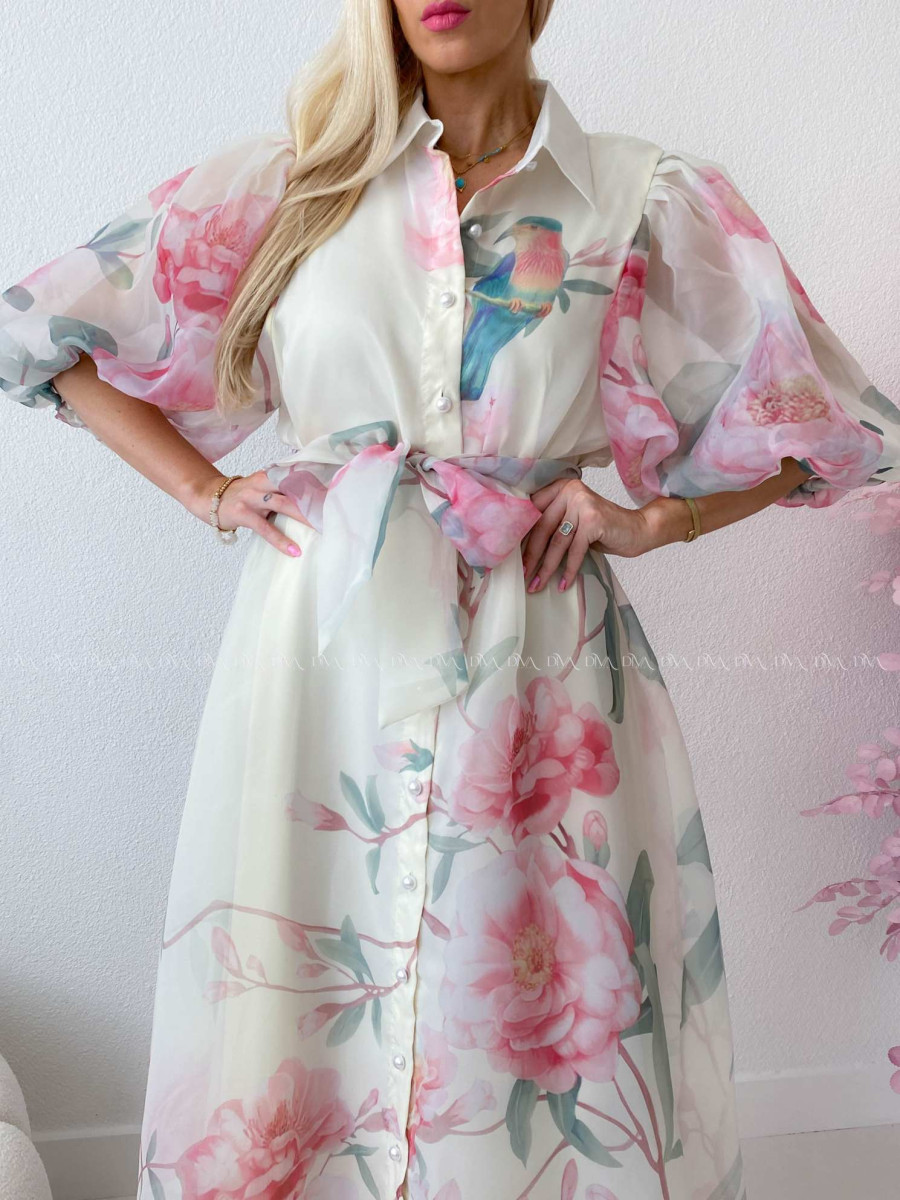 Elegantné kvetinové maxi šaty birds AB 305