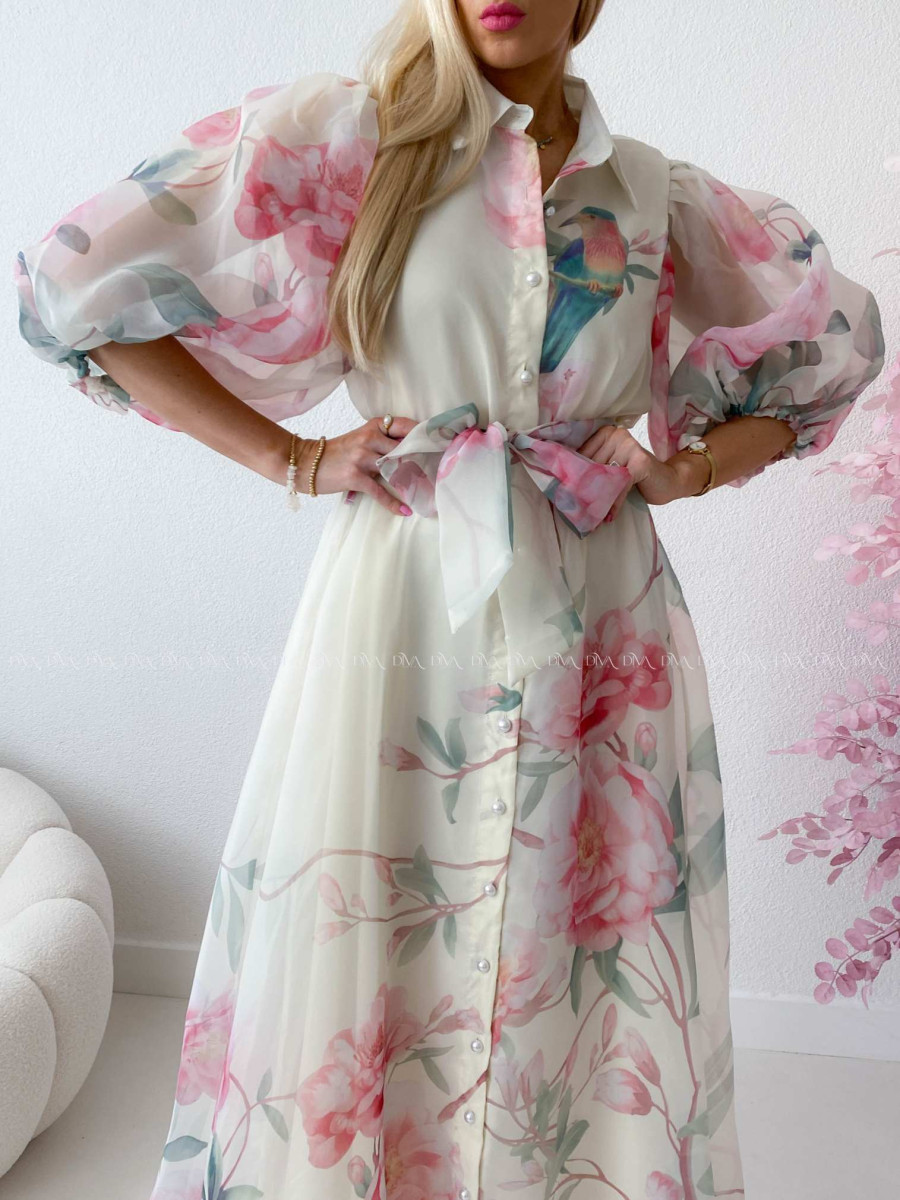 Elegantné kvetinové maxi šaty birds AB 305