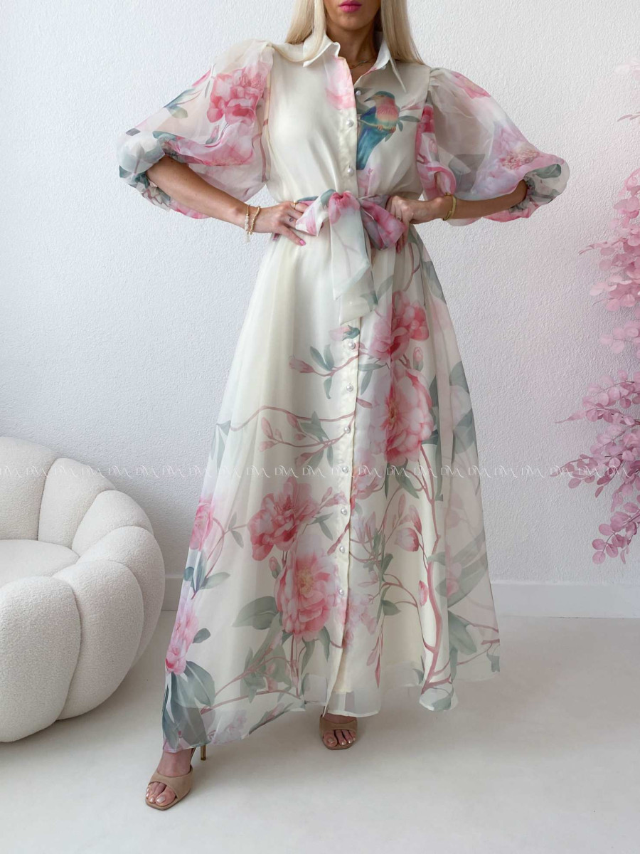 Elegantné kvetinové maxi šaty birds AB 305