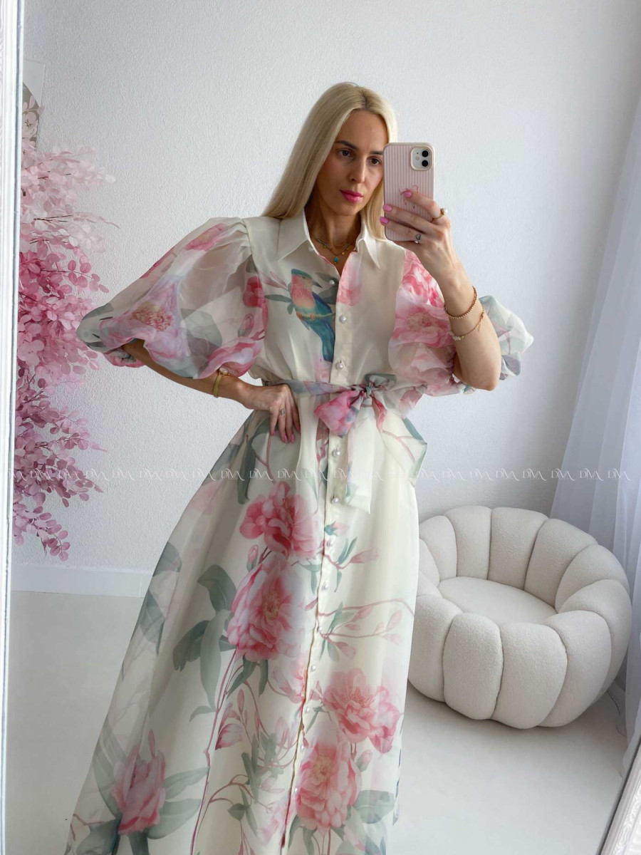 Elegantné kvetinové maxi šaty birds AB 305