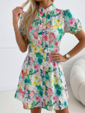 Ľahké kvetované šaty green flowers AB 509
