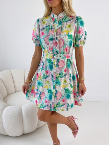Ľahké kvetované šaty green flowers AB 509