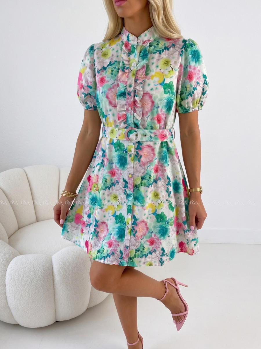 Ľahké kvetované šaty green flowers AB 509