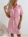 Košeľové šaty balerina s bodkami baby pink AB 124 Košeľové šaty balerina s bodkami baby pink AB 124