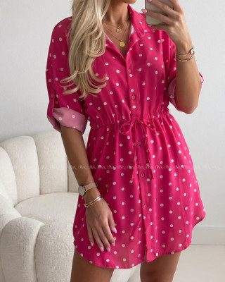 Košeľové šaty balerina s bodkami fuchsia AB 124