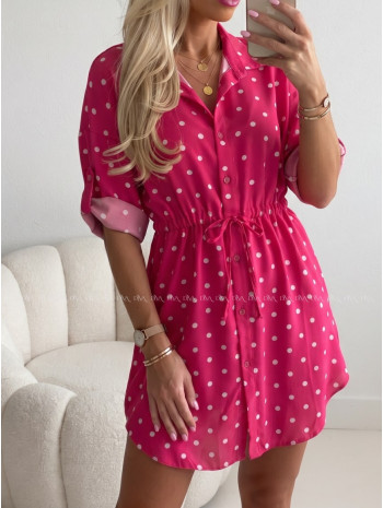 Košeľové šaty balerina s bodkami fuchsia AB 124