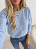 Basic sveter so štruktúrou baby modrý AB 538 Basic sveter so štruktúrou baby modrý AB 538